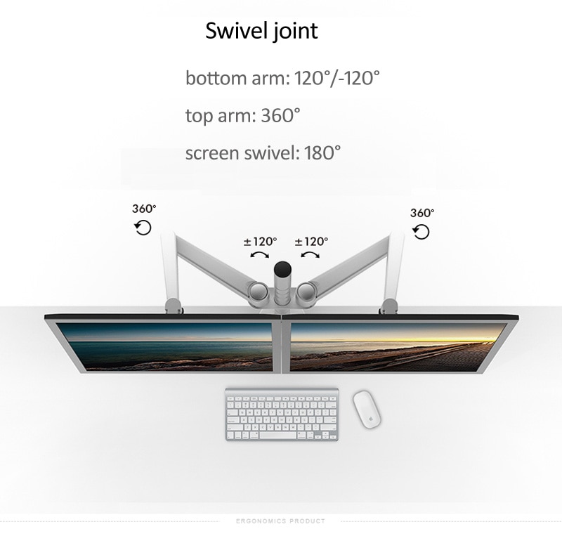 aluminum OA-4S 10-27" Double arm dual screen desktop mount monitor table stand pad desk mount stand monitor bracket shelf
