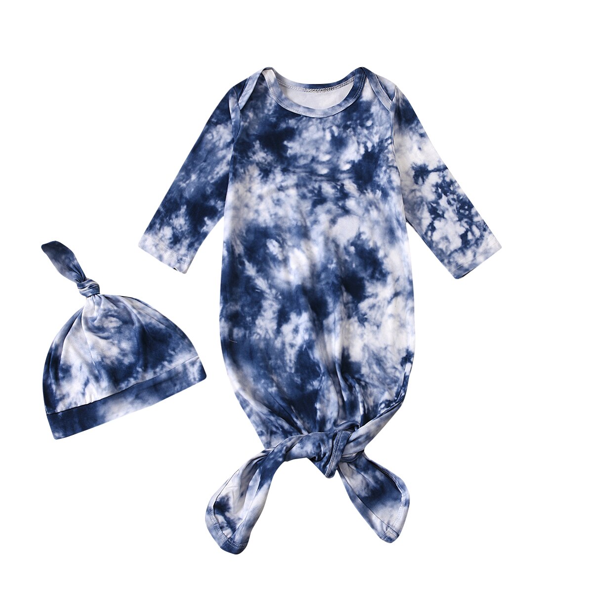 Mode Tie-Dye Gedrukt Baby Meisjes Jongens Slaapzakken Hoeden 2 Stuks Lange Mouw Katoenen Deken 6 Kleuren: E / 6m