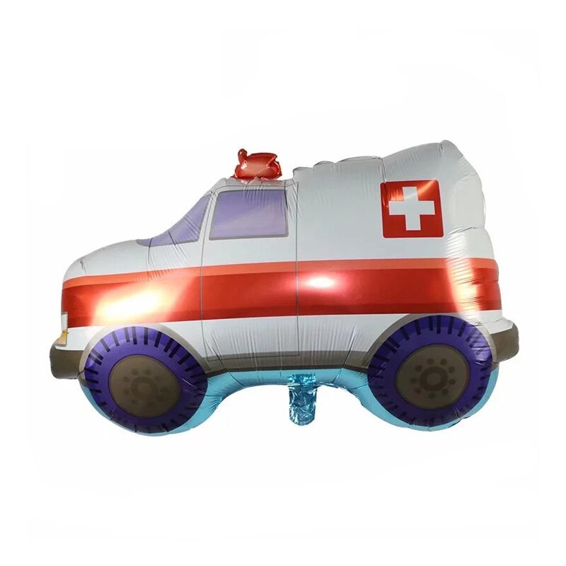 Fødselsdagsfest dekoration baby shower tegneserie bil brandbil tog ambulance folie ballon: Ambulance