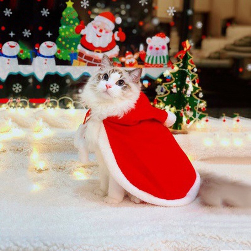 Christmas Cat Clothes Pet Cloak Clothes for Cats Costume Year Outfit Pet Cat Clothes for Chihuahua Winter Warm Pet Clothes