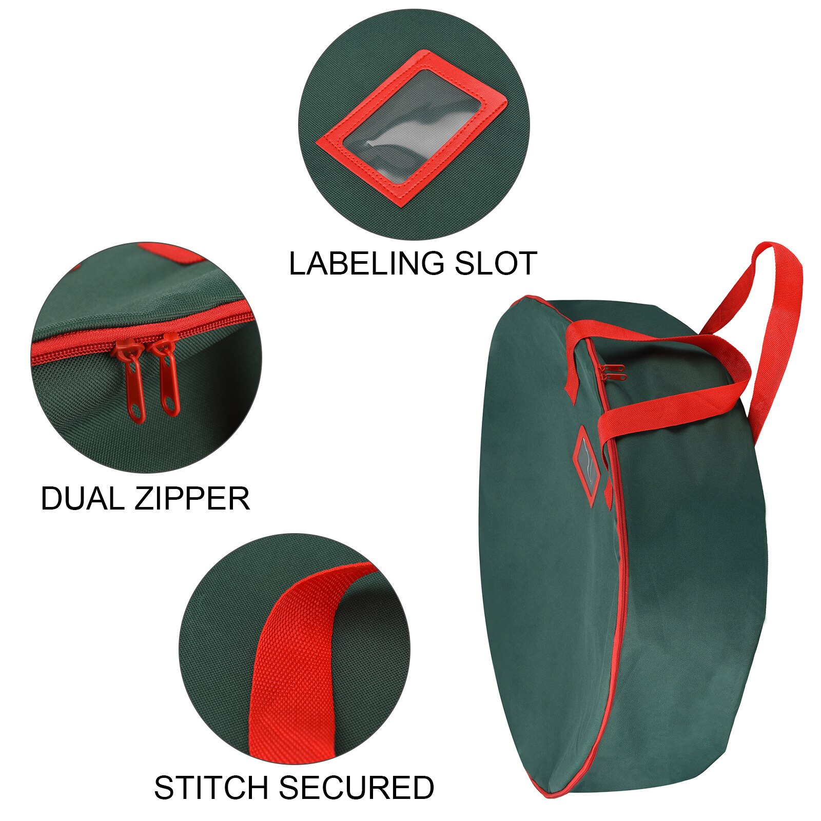 Foldable Round Christmas Wreath Oxford Cloth Storage Bag Durable Handles Easy To Carry Home Storage