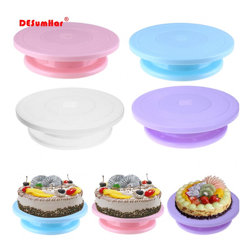 28Cm Plastic Taart Plaat Draaitafel Roterende Anti-Slip Ronde Cake Stand Taart Decoreren Draaitafel Keuken Diy Pan bakken Tool