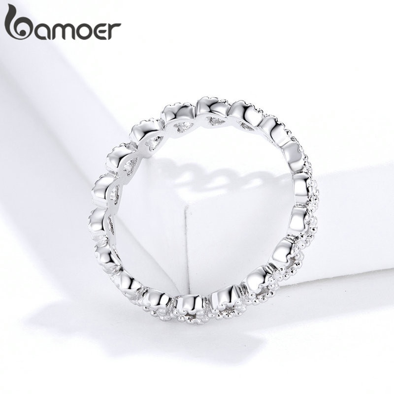 Bamoer Romantische Zilveren Kleur Hart Tot Hart Ring Aaa Zirconia Goedkope Ringen Voor Vrouwen Bruiloft Sieraden PA7223
