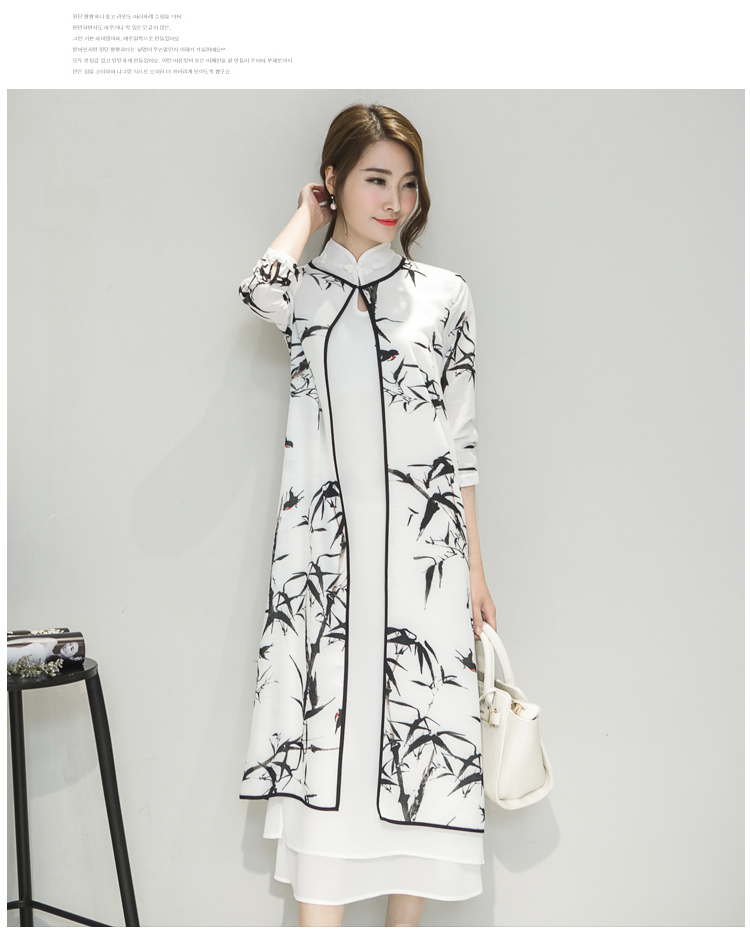 Vestido Cheongsam chino tradicional para mujer, vestido de noche de boda, 2 piezas, para verano: XL