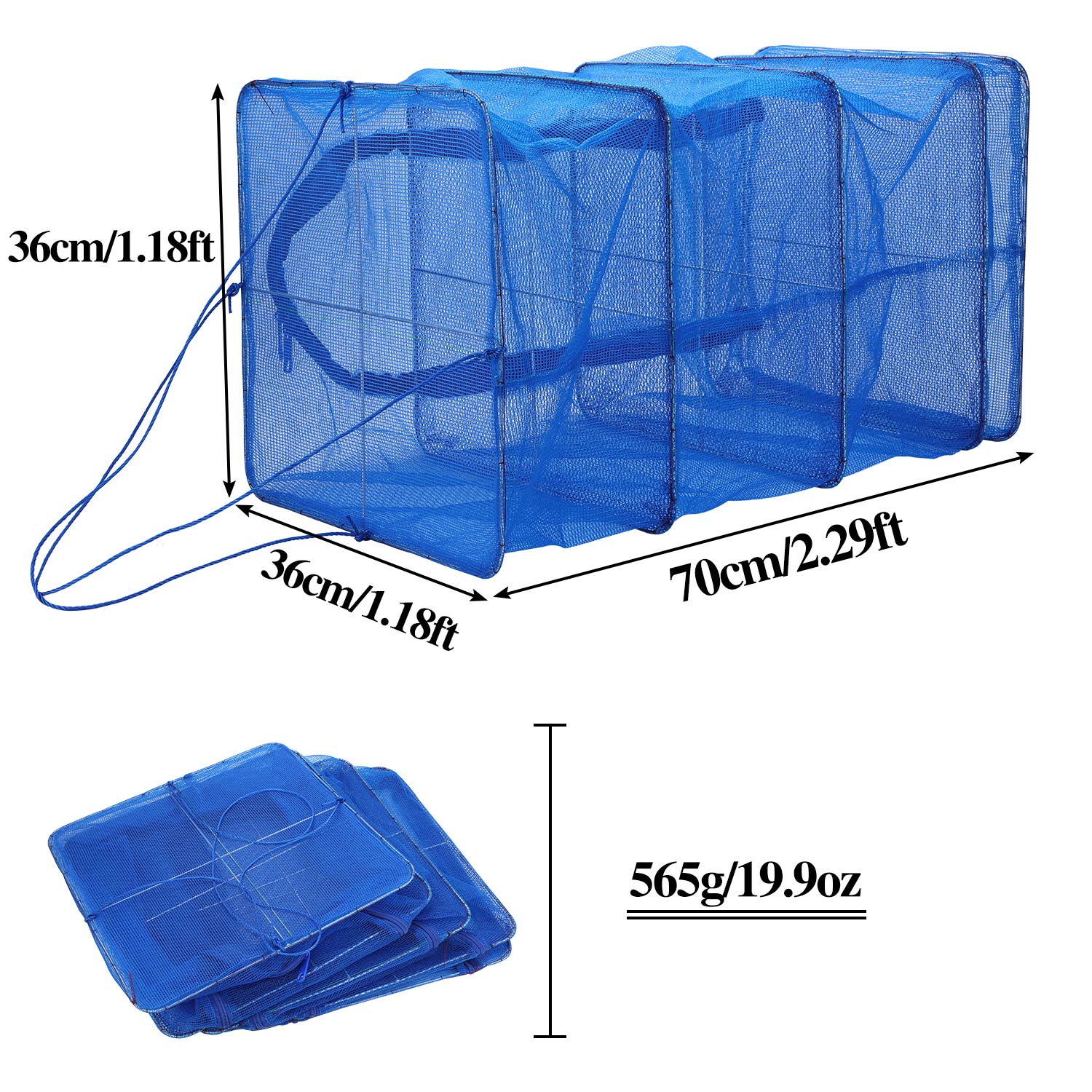 Sougayilang Foldable Hanging Drying Fish Net 3 Layer Universal Prawn Crab Dryer Hanger Convenient Double Zipper Fishing Tool