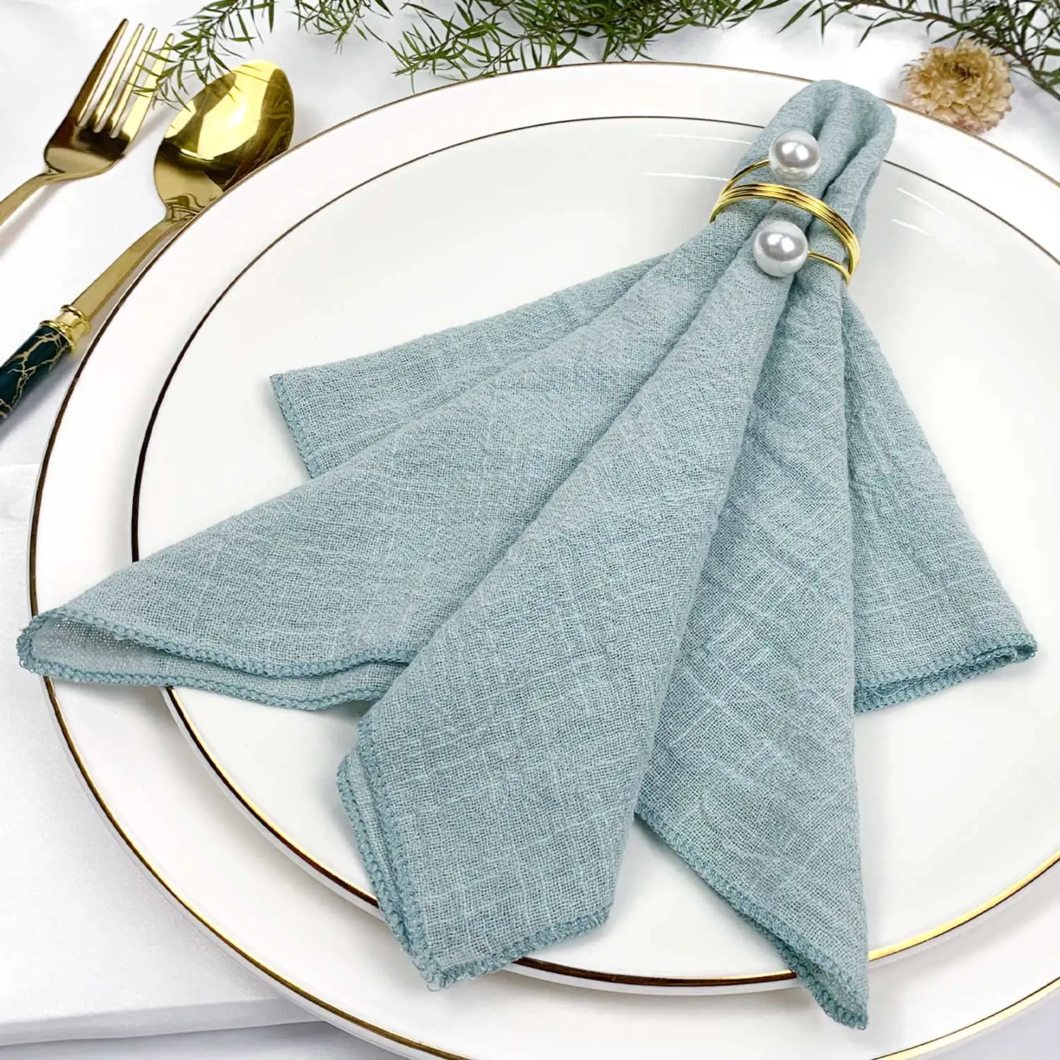 Set van 6 katoenen stoffen servetten gaas saliegroen 30x30cm voor bruiloft decoratie dagelijks gebruik diner theedoek tafel feestservetten: Licht Groen