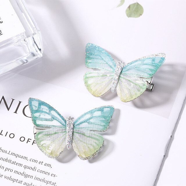 2PCS/Set Baby Fairy Shining Butterfly Hairpins Sequins Hair Clips Barrettes Colorful Clip Kids Party Wedding Cosplay Photography: 3