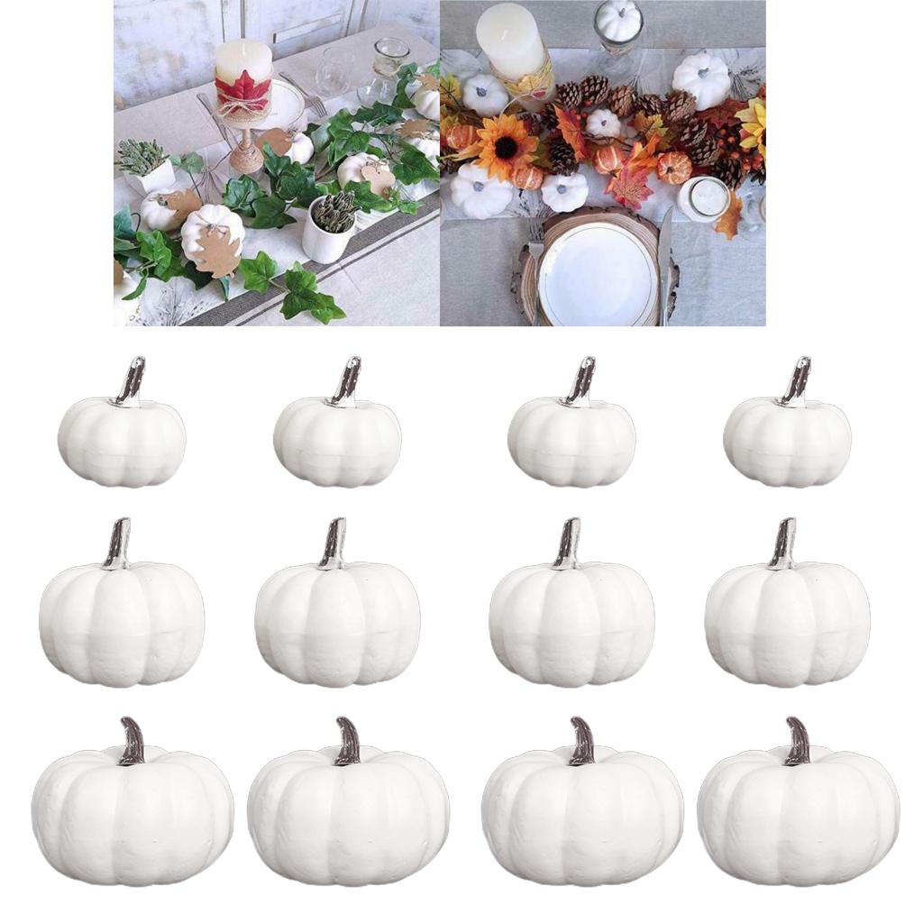 12Pack White Lifelike Pumpkin Fall Harvest Mini Pumpkins for Home Garden Decor