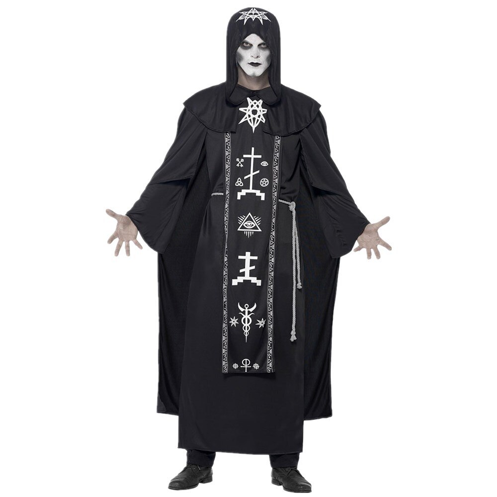 Disfraz de Halloween de mago Unisex para hombre y mujer, Túnica de monje Medieval, vampiro, disfraz de monje antiguo cristiano: For Men / M