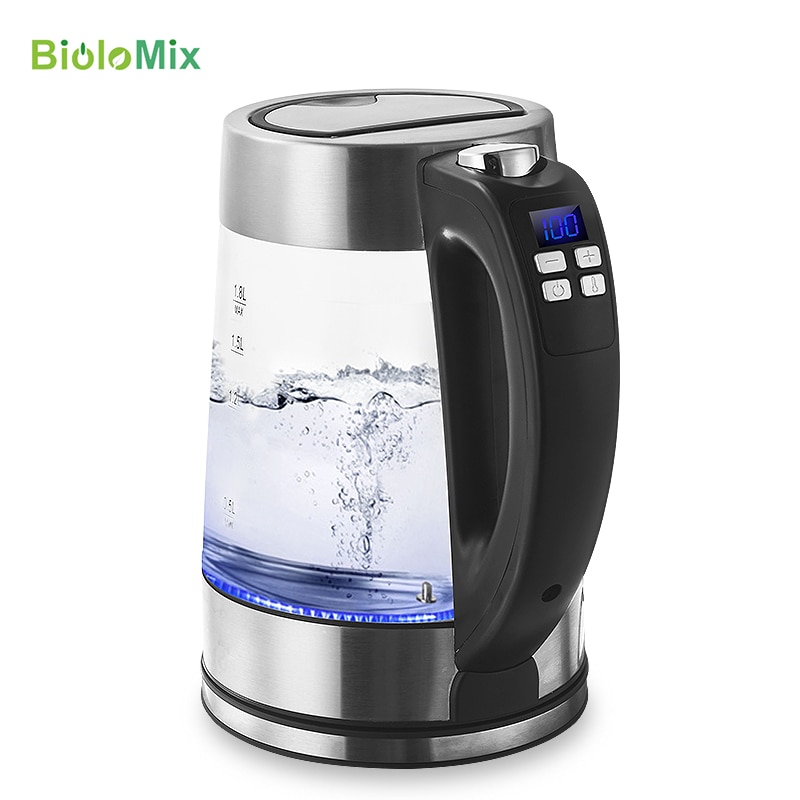 BioloMix – bouilloire numérique en verre, 1,8 l, 2200W, théière à café, avec contrôle de la température et fonction de maintien au