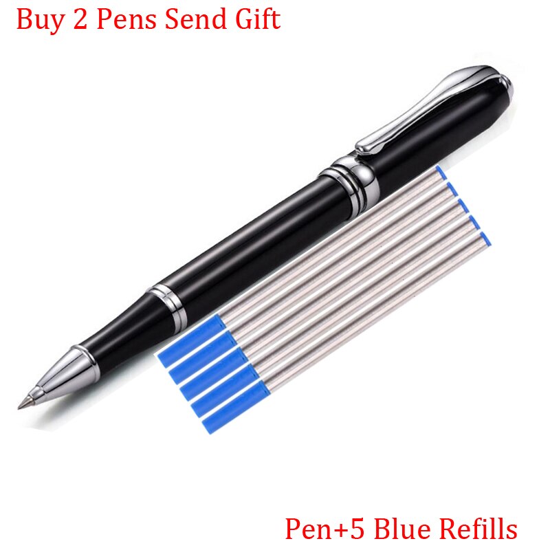 Classic Full Metal Luxury Ink Fountain Pen Office Signature Writing Pen Buy 2 Send: Pen 5 Blue Refills