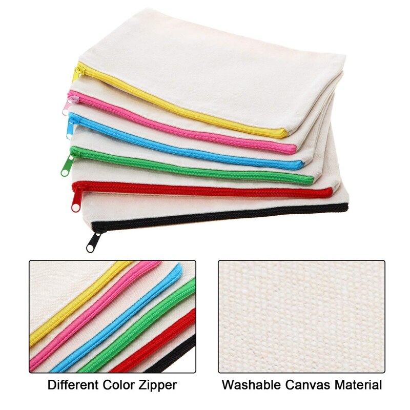 12Pcs Multipurpose Cosmetic Bag Makeup Pouches with Zipper Canvas Bag Pencil Pouch Travel Toiletry Bag for DIY