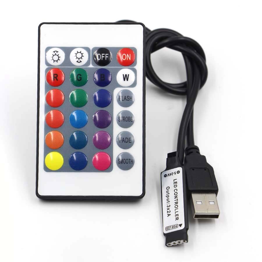 Usb rgb controller 5v 12v 24 nøgler ir fjernbetjening led lysdæmper til 5v rgb led usb strip lys tape lampe