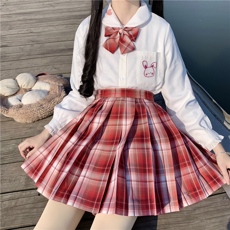 Falda a cuadros para estudiantes, uniforme escolar JK, Falda corta plisada, de cintura alta, para primavera y verano