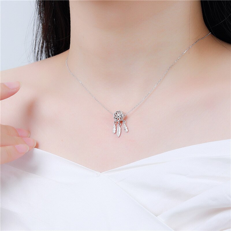 Zilver 925 Sieraden Dromenvanger Veer Ketting Voor Vrouwen Zilveren 925 Sterling