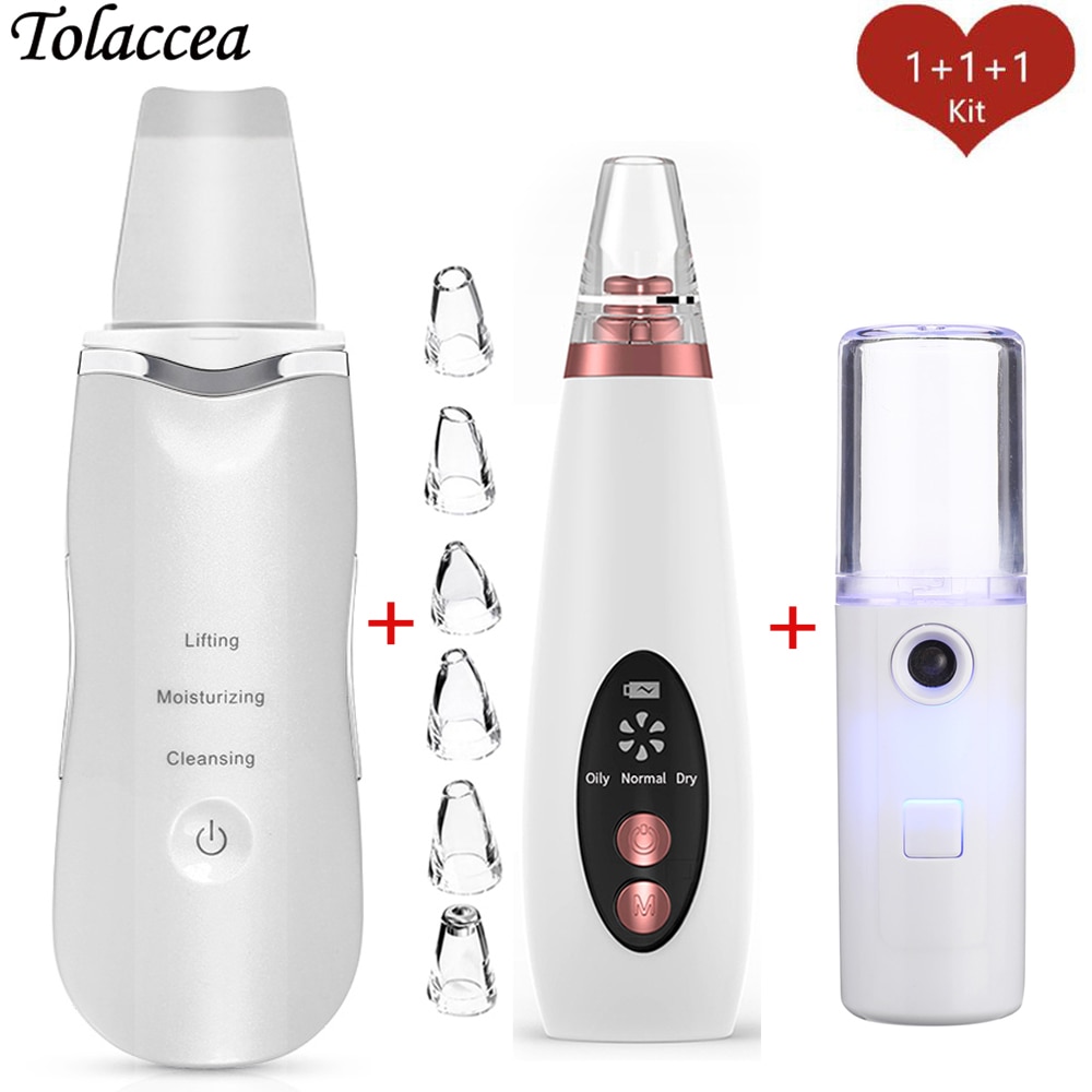 Ultrasonic Skin Scrubber Facial Peeling Pore Cleaner Exfoliator Face Blackhead Remover Spa Nano Sparyer Steamer