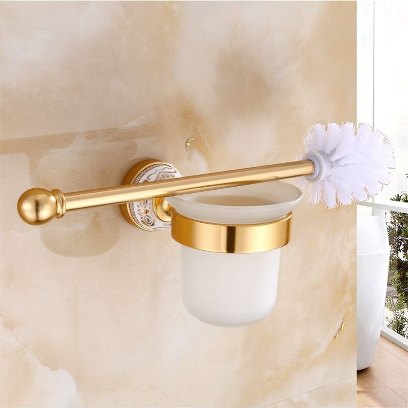 Bathroom Accessories Set Aluminum Carved Champagne Gold Towel Rack Towel Bar/Ring Toilet Brush Holder Corner Shelf Paper Holder