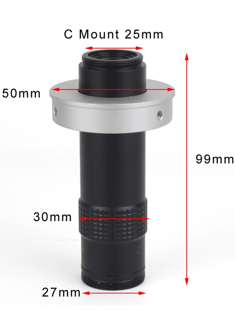 Industrial Microscope 5X-130X C-mount Lens Large Field of View High Working Distance Monocular Video Magnifying Glass: Default Title