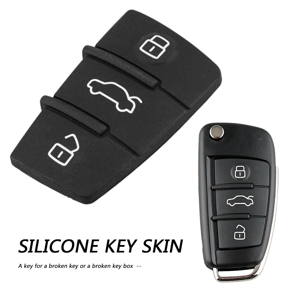 Car Remote Key Shell Replacement 3 Button Key Fob Case Rubber Pad for Audio A1 S1 A3 S3 A4 A6 Quattro 2006