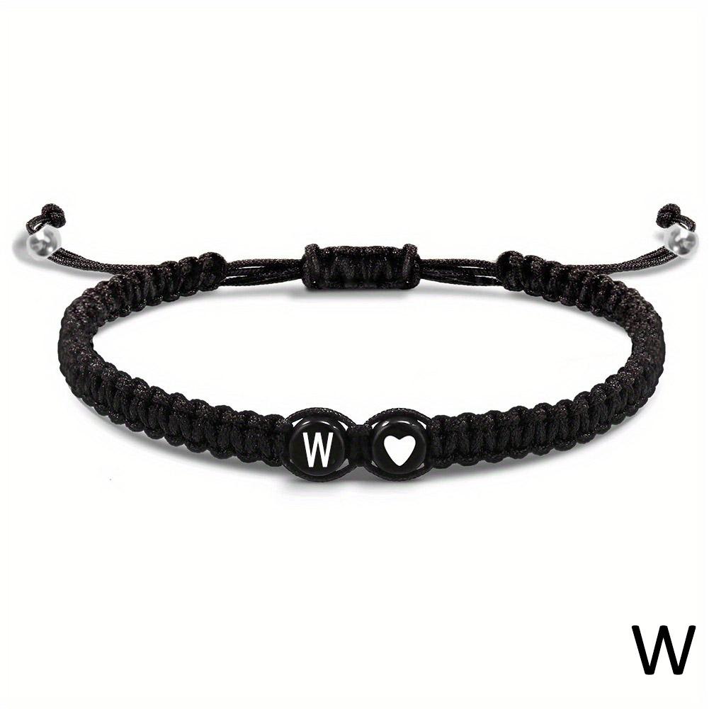 Buchstabe Initiale Herzschnur Armbinde Handseil gewebtes Armbinde Freundin Armbinde Paar Armbinde A-Z Name geflochtene Armbänder: Blaues weißes verzinktes