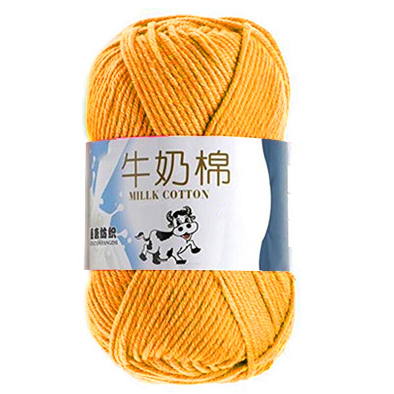 50g/ball Colorful Combed Soft Baby Milk Cotton Yarn Fiber Velvet Yarn Hand Knitting Wool Crochet Yarn DIY Sweater wool yarn: Chicken yellow