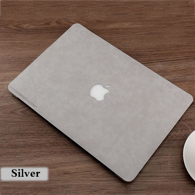 Case Cover Skin For Apple Macbook Pro 13.3 A1706 A1708 A1989 Top+Bottom PU Leather Case Film Protective Film Tablet Skin: Silver