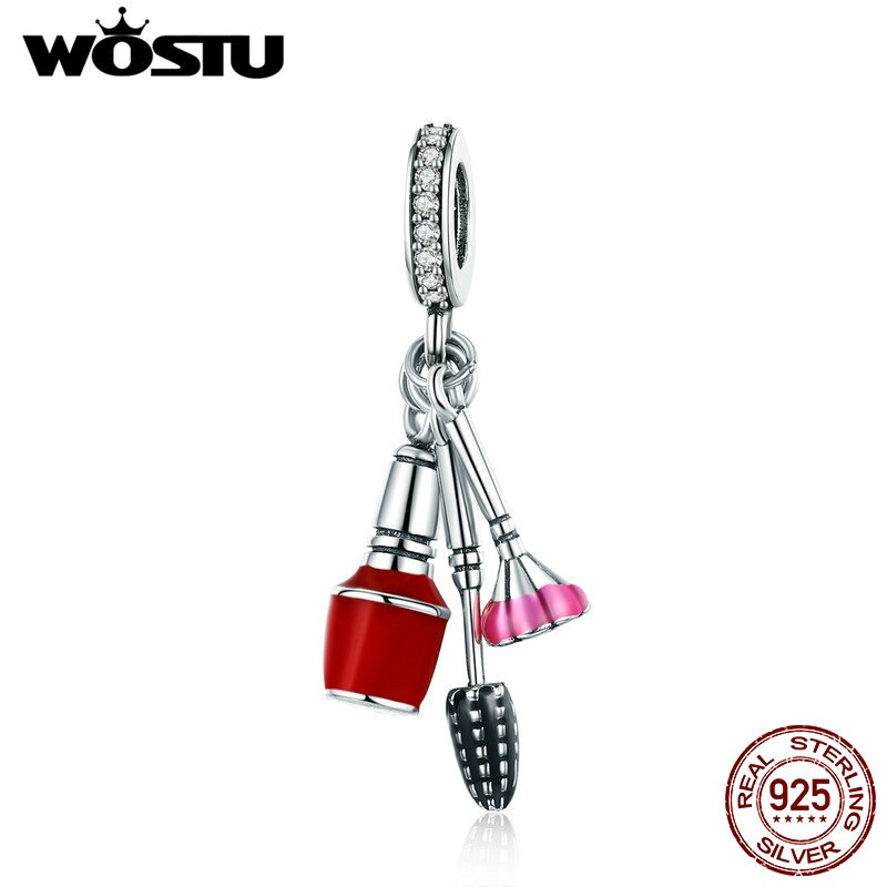 WOSTU Echt 925 Sterling Silber machen-hoch-Werkzeug Kosmetik Anhänger Reize passen Ursprüngliche Frauen Armbinde Modeschmuck FIC785