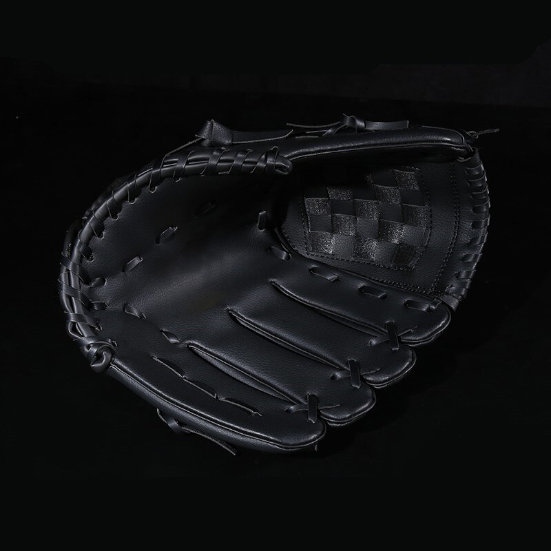 Guantes de bateo del béisbol para hombres y niños, Guante de béisbol de cuero, derecho, de Softball, para jóvenes, para adultos, para deportes al aire libre, BJ50ST: Black / 12.5 inches