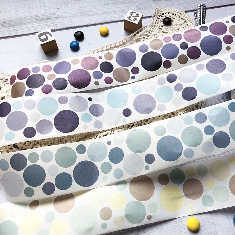 1 Roll/pc Round Circle Washi Masking Tape 5.3cmx5m Adhesive Masking Tape DIY Decoration Journal Scrapbook Stikcers Washi Tape