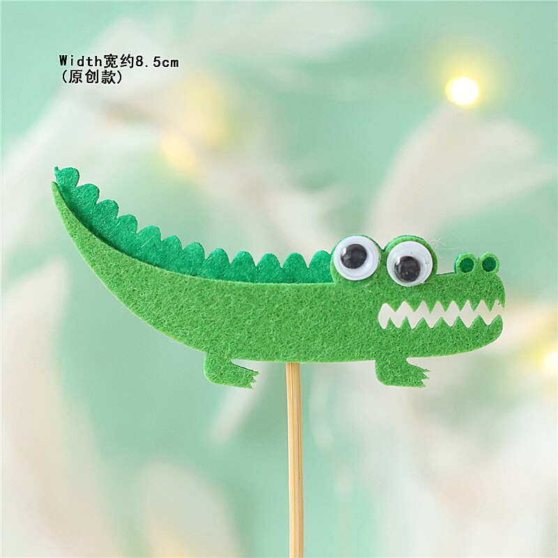 Voelde Dieren Aap Leeuw Giraffe Uil Cake Topper Voor Verjaardagsfeestje Decoraties Bakken Levert Baby Shower Kid Liefde: 2pc felt crocodile