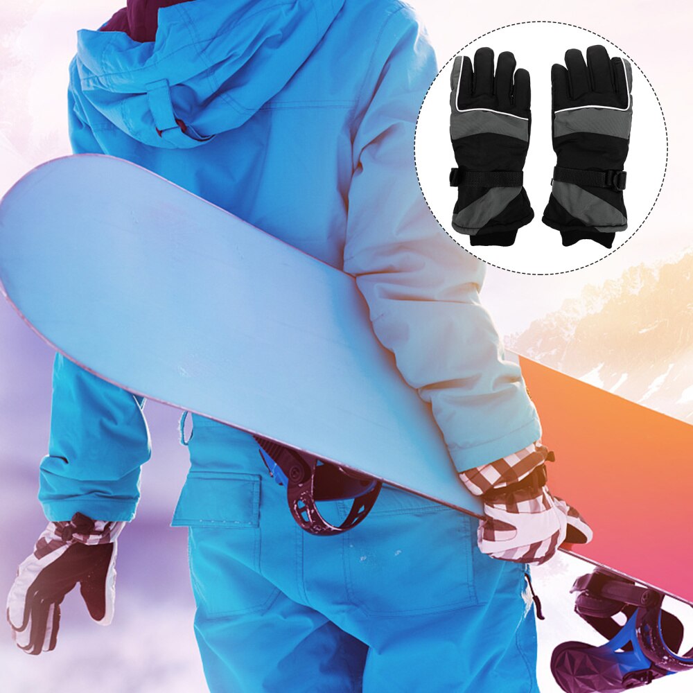 1 par de guantes de esquí de invierno cálidos para esquiar ciclismo: Black