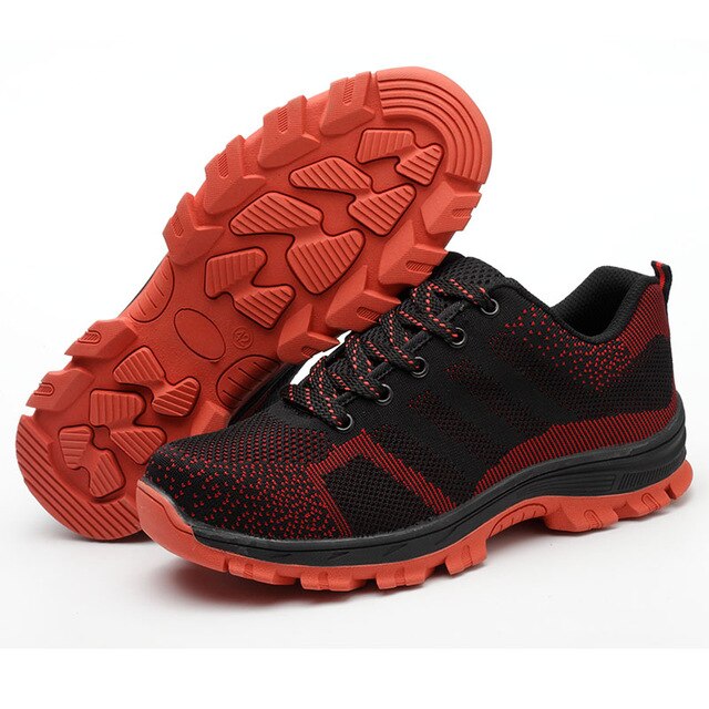 zapatos de seguridad irrompibles Unisex con puntera de acero botas de trabajo y seguridad suela media de acero zapatos de hombre suaves resistentes a impactos de talla grande 46: Rojo / 46