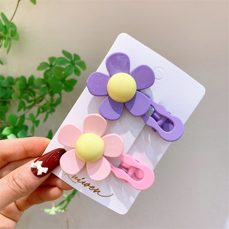 Horquilla colorida con flores coreanas para niña y niño, pinzas en forma de garra para el pelo, accesorios para , diadema de cangrejo, 2 uds.: Borgoña