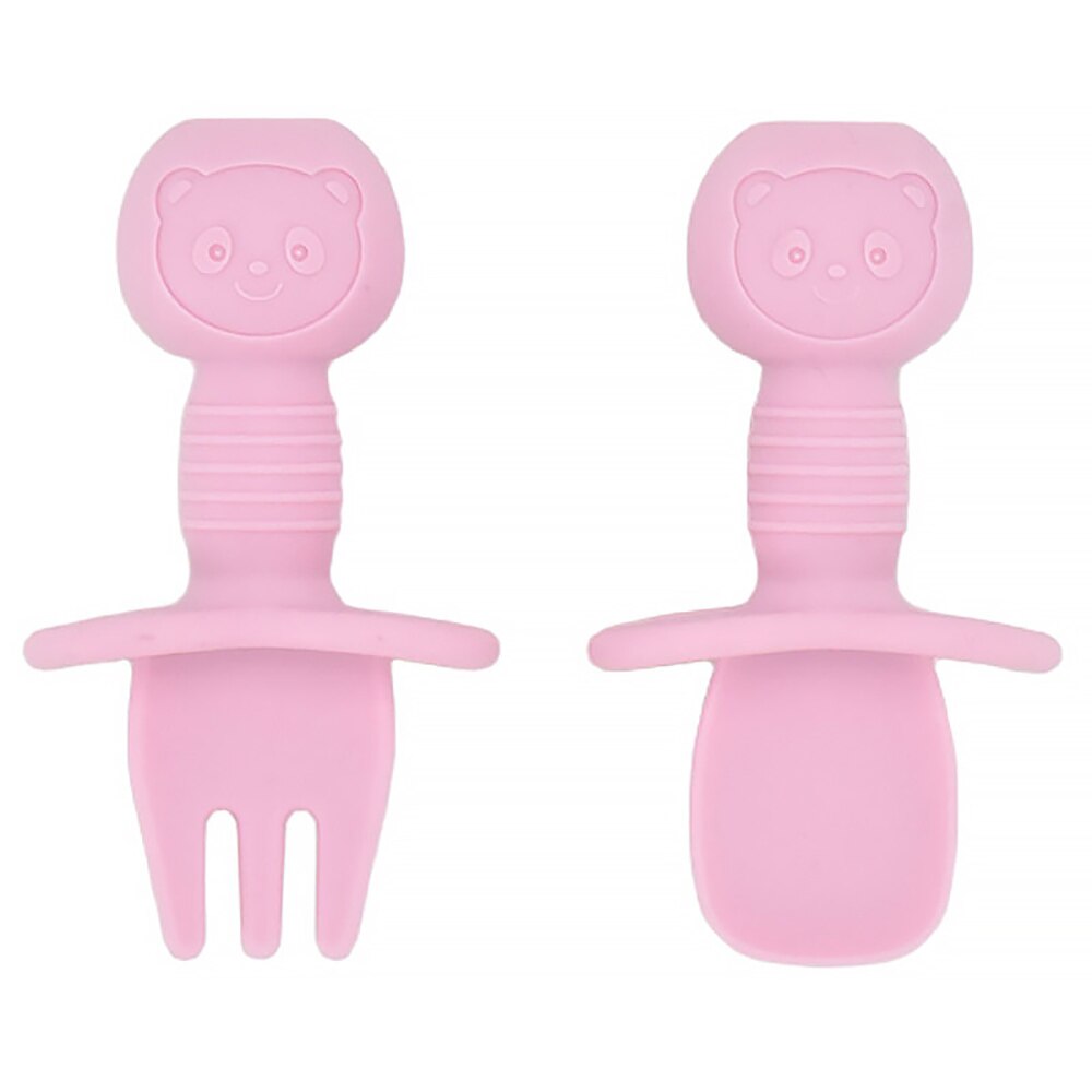 Siliconen Kinderen Plaat Baby Bestek Set Bpa Gratis Kids Servies Doseren Kom Peuter Servies Sectionele Voedsel Kom: Pink