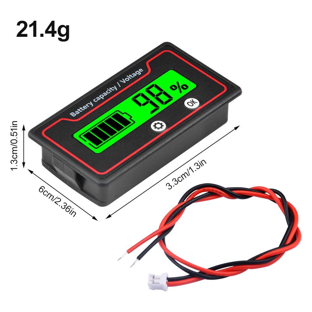 Batteriekapazitätsanzeige DC 9V-100V Batteriemessgerät 12V 24V 48V Batterieleistungsprozentsatz Spannungsanzeige Messgerät Anzeige