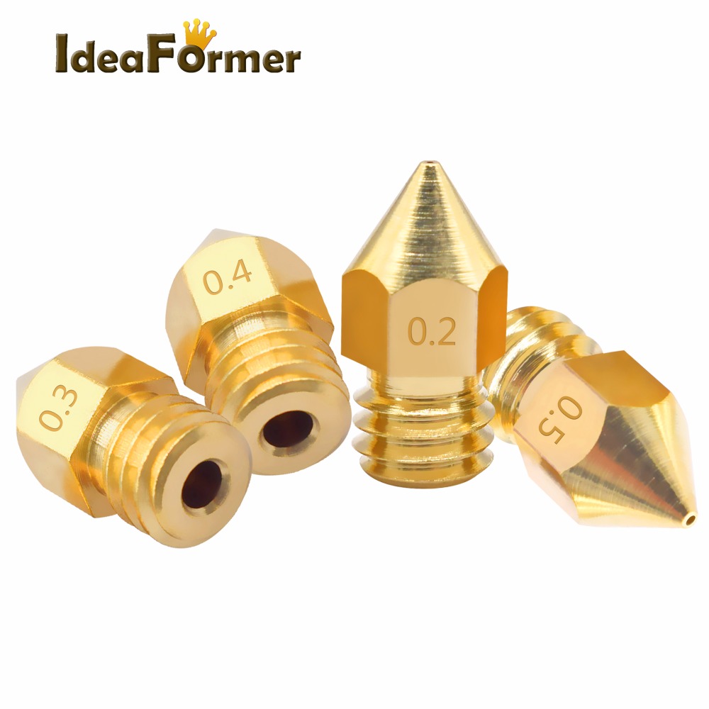 10 stücke 3D Drucker MK8 Durcheinander Düse 0.2/0.3/0.4/0,5mm Extruder Druckkopf Düse Für 1,75mm Filament CR10 CR10S 3D Drucker Teile