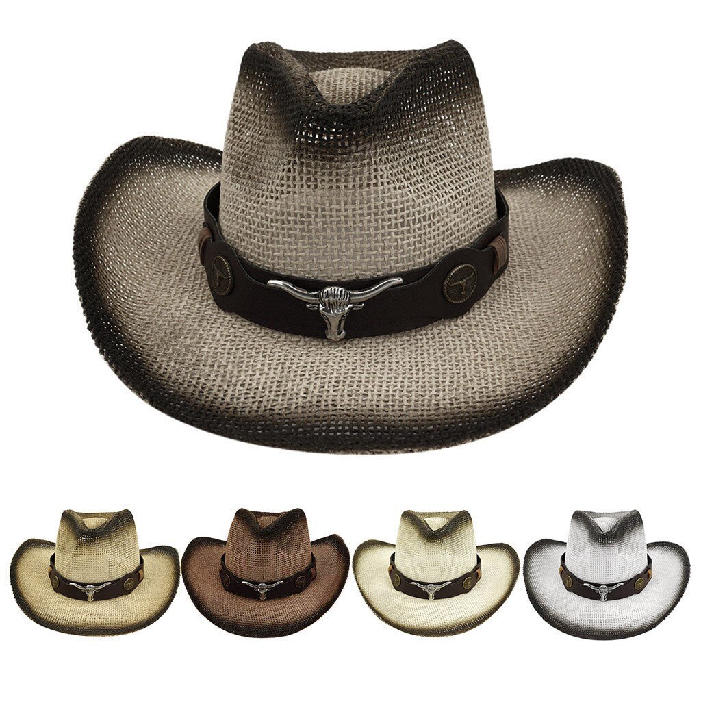 Männer Frauen Retro Große Krempe Sonnenhut Western Cowboy Hut Außen Breite Sunbonnet Beiläufige Reiten Leder Gürtel Kappe