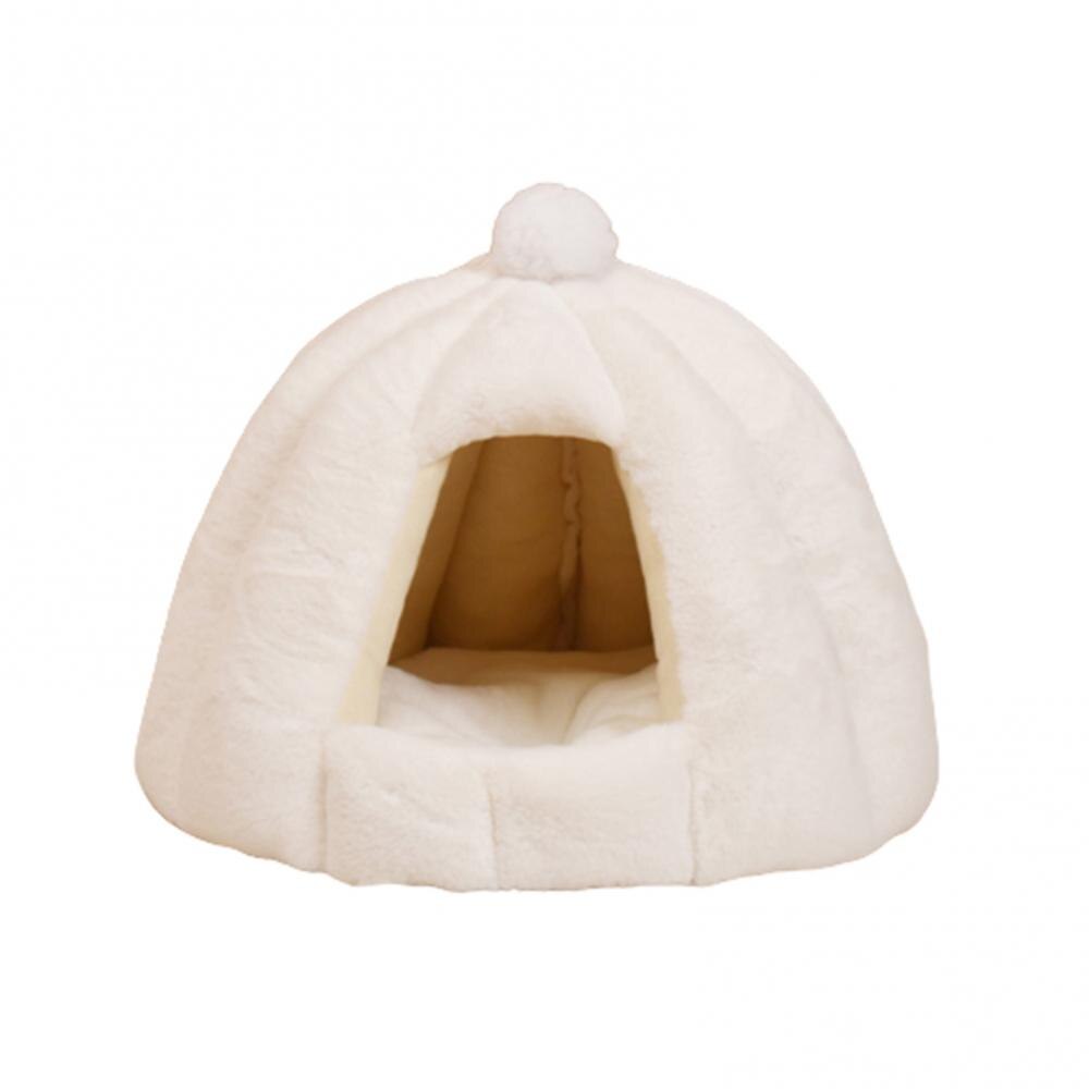 50% Sales! Round Kennel Semi-closed Cat Sleep Winter Mat Small Medium-sized Dogs Pet Nest: white