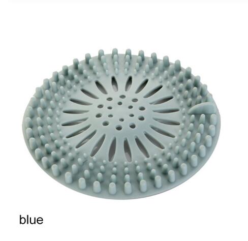 1 stk badekar leverer afløbsfilter bærbar silikone vask filter hårpropp køkken tilbehør badeværelse brusebad afløbsdæksler: Blå