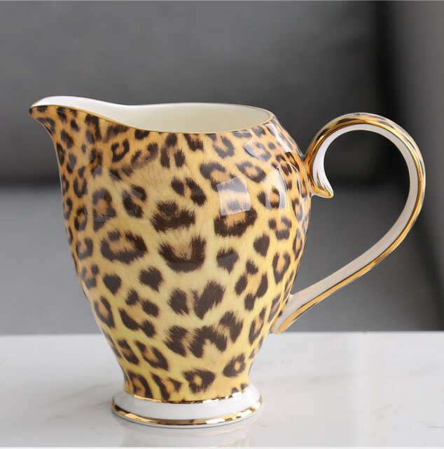 Leopard Coffee Cups Nordic Luxury Tea Coffee Cup Home Water Gold Coffee cup Saucer sets: creamer 340ml