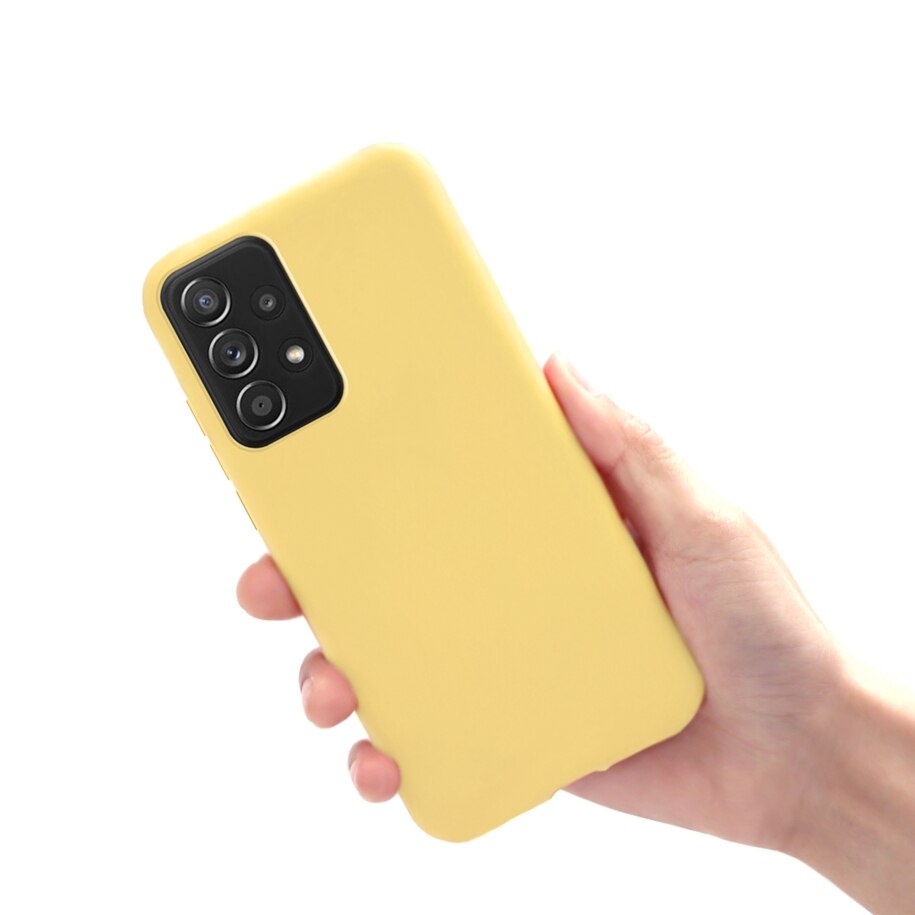 Liquide Étui En Silicone Pour Samsung Galaxy A73 5G Couverture De Couleur Uni Doux Téléphone Couverture Arrière Pour Samsung A73 5G 73 2022 Sacs: Yellow