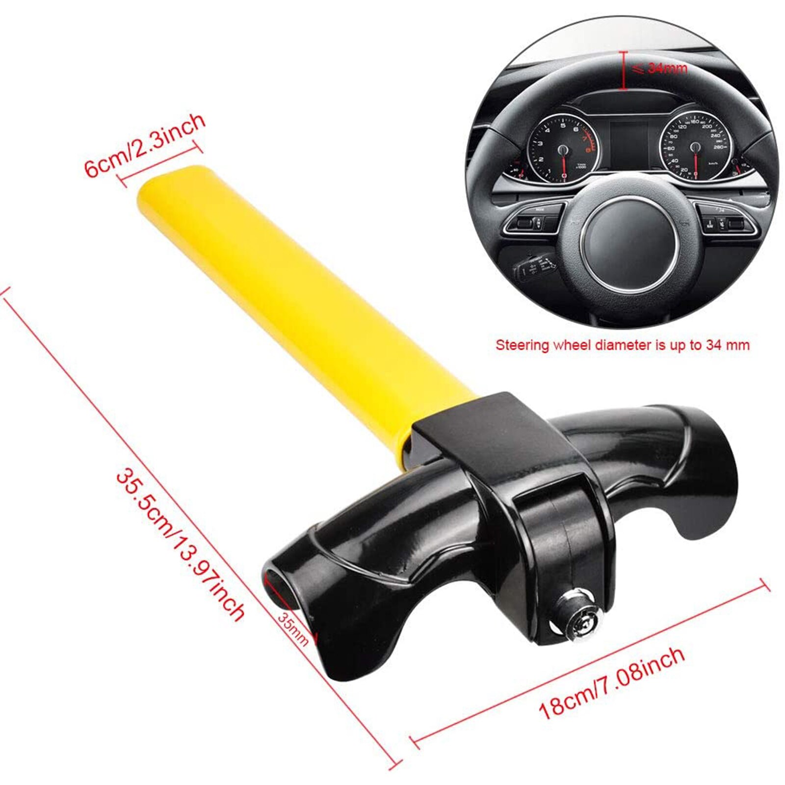 1 stk universal tunge tyverisikring ratlås bil / varevognssikkerhed roterende ratlås forbedrer bilsikkerheden
