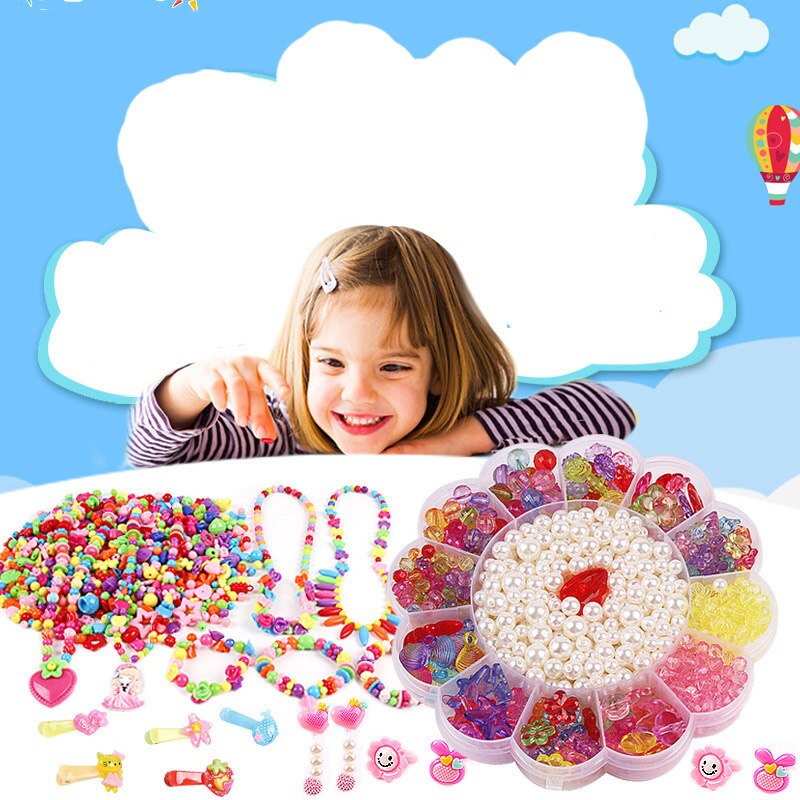 Pack Flower Jewery DIY Beads Necklace Bracelets Loose Beads Kids Decorative Beads Craft Making Suit Accessories