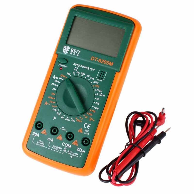 large LCD Digital Multimeter digital DT tester BEST DT9205M Handheld test lead for multimeter Buzzer DMM Meter 2900a Upgraded: DT9205M