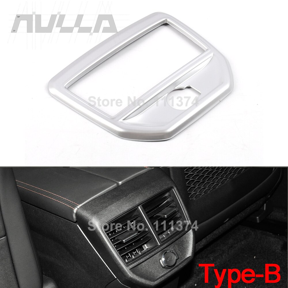 För peugeot 3008 5008 gt bil armstöd låda bak luftkonditionering ac vent uttag dekoration ram lock tillbehör: Abs silver matt-b