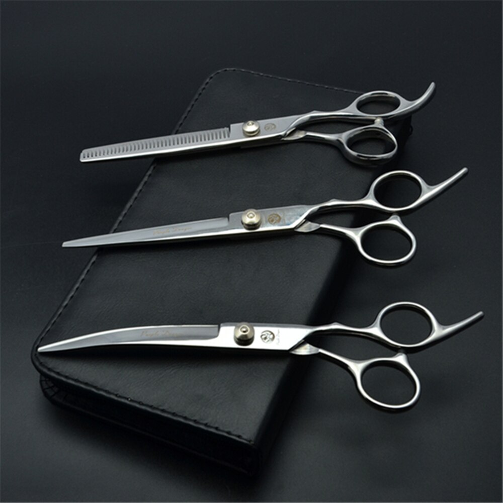Professionelle Hundesalon Schere Set 6.0 "Edelstahl Lila Drachen Hund Schere Gebogene Schere Gerade Schere Ausdünnung Schere Z4001: Z3001 Yin D3 6Y