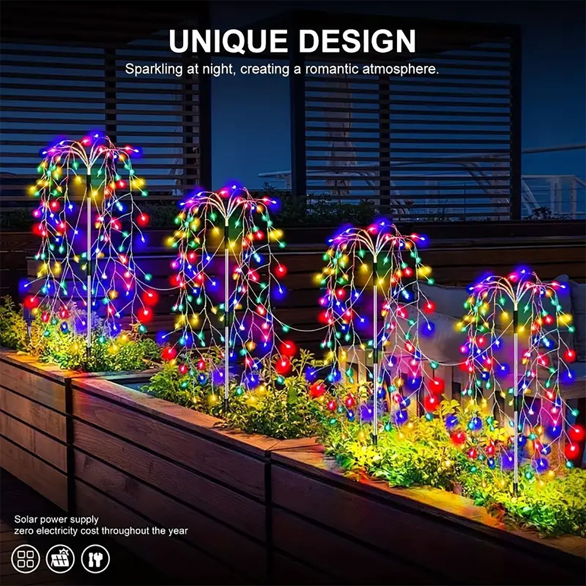 420/680 LED luces de cadena de petardo impermeables al aire libre con energía Solar con 8 modos luces solares de jardín para camino patio Landsca