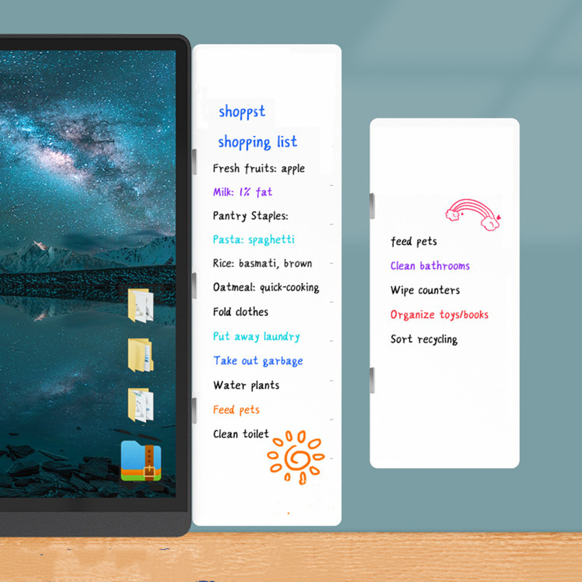 1 Magnetic Computer Screen Message Board, Erasable Desktop Office Monitor Side Whiteboard Memo Note Board, Refrigerator Cabinet Storage Rack Note Board