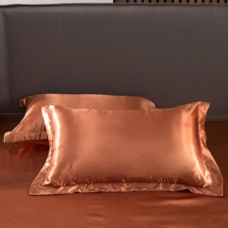 1Pc Emulatie Zijde Satijn Kussensloop Kussensloop Zijden Kussensloop 48X74Cm Diverse Kleuren Te Kiezen Standaard/Queen: coffee