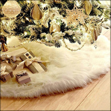 Zachte Pluche Kerstboom Rok Met Ronde Witte Basis Mat Ornamenten Cover Witte Sneeuw Pluche Rok Voor Xmas Party deco